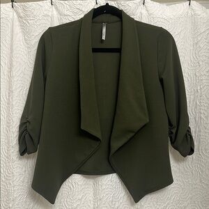Olive Green Open Front Blazer